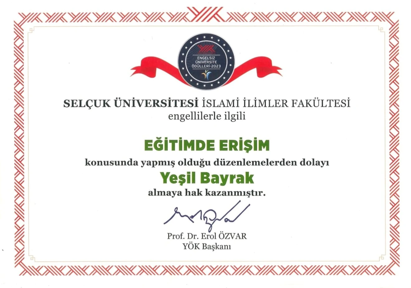 YÖK Engelsiz Üniversite Bayrak Ödülleri